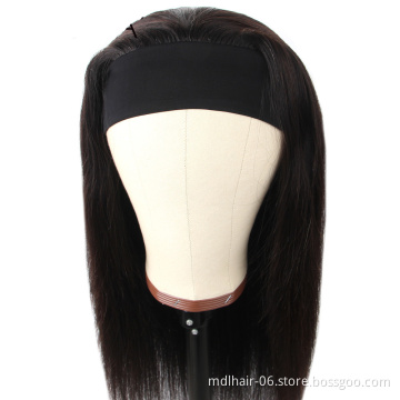 100% Human Hair Headband Scarf Wig Human Hair Brazilian Straight Human Hair Wigs 150% Full Machine Made Wig For Black Women